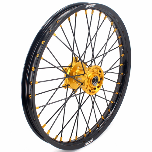 KKE 21/18 Enduro Dirt Bike Wheels Set fit Suzuki DRZ400SM 2005-2025 Gold Nipple Black Spokes