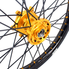 KKE 21/18 Enduro Dirt Bike Wheels Set fit Suzuki DRZ400SM 2005-2025 Gold Nipple Black Spokes