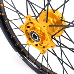 KKE 21/18 Enduro Dirt Bike Wheels Set fit Suzuki DRZ400SM 2005-2025 Gold Nipple Black Spokes