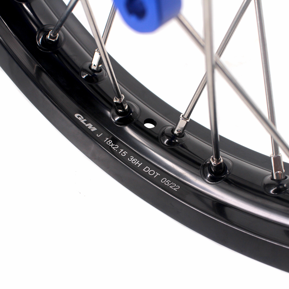KKE 21/18 Enduro Dirt Bike Wheels fit Suzuki DRZ400SM 2005-2025 Blue Hubs/ Silver Nuts