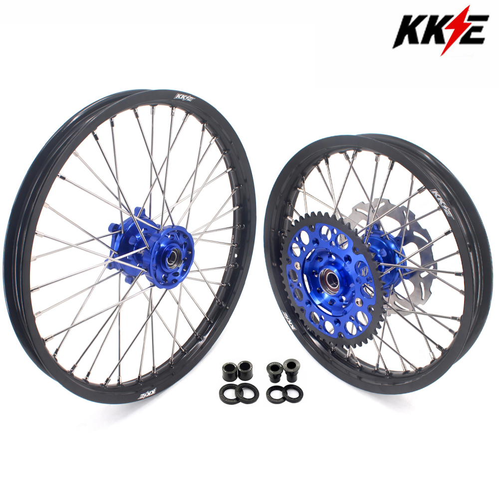 KKE 21/18 Enduro Dirt Bike Wheels fit Suzuki DRZ400SM 2005-2025 Blue Hubs/ Silver Nuts