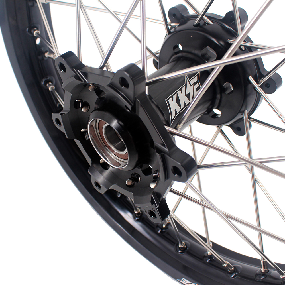 KKE 21/18 Enduro Dirt Bike Wheels fit Suzuki DRZ400SM 2005-2025 Black Hub Black Rim