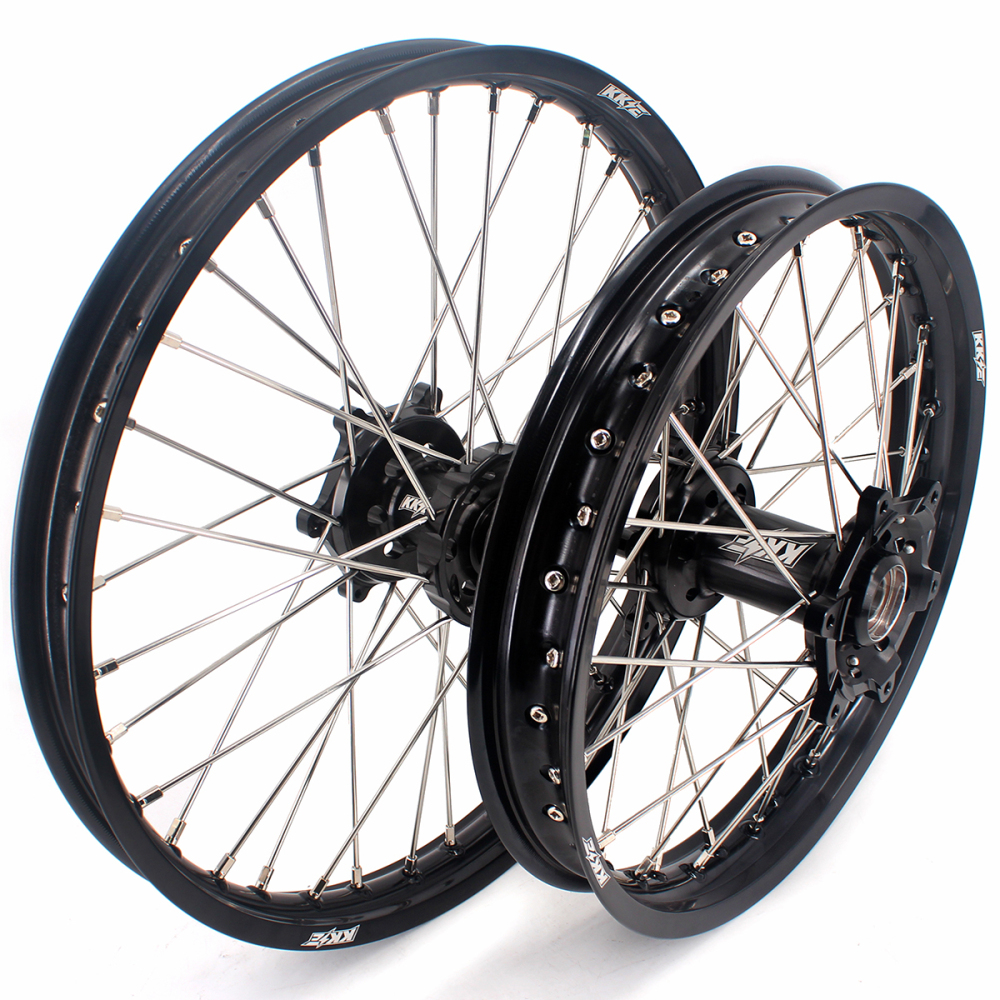 KKE 21/18 Enduro Dirt Bike Wheels fit Suzuki DRZ400SM 2005-2025 Black Hub Black Rim