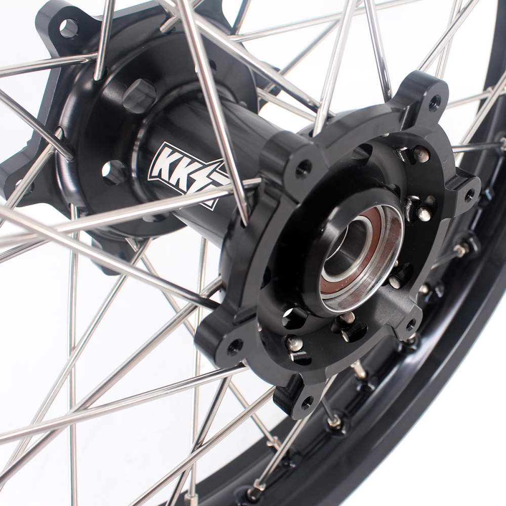 KKE 21/18 Enduro Dirt Bike Wheels fit Suzuki DRZ400SM 2005-2025 Black Hub Black Rim