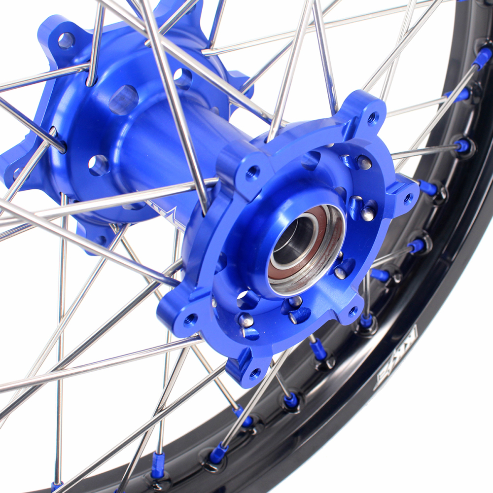 KKE 21/18 Enduro Dirt Bike Wheels fit Suzuki DRZ400SM 2005-2025 Blue Nipples / Blue Hubs