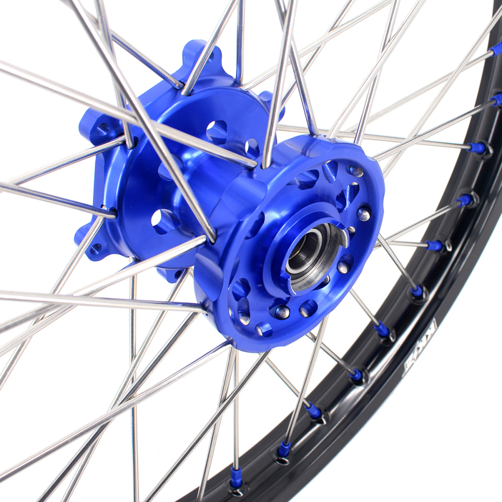 KKE 21/18 Enduro Dirt Bike Wheels fit Suzuki DRZ400SM 2005-2025 Blue Nipples / Blue Hubs