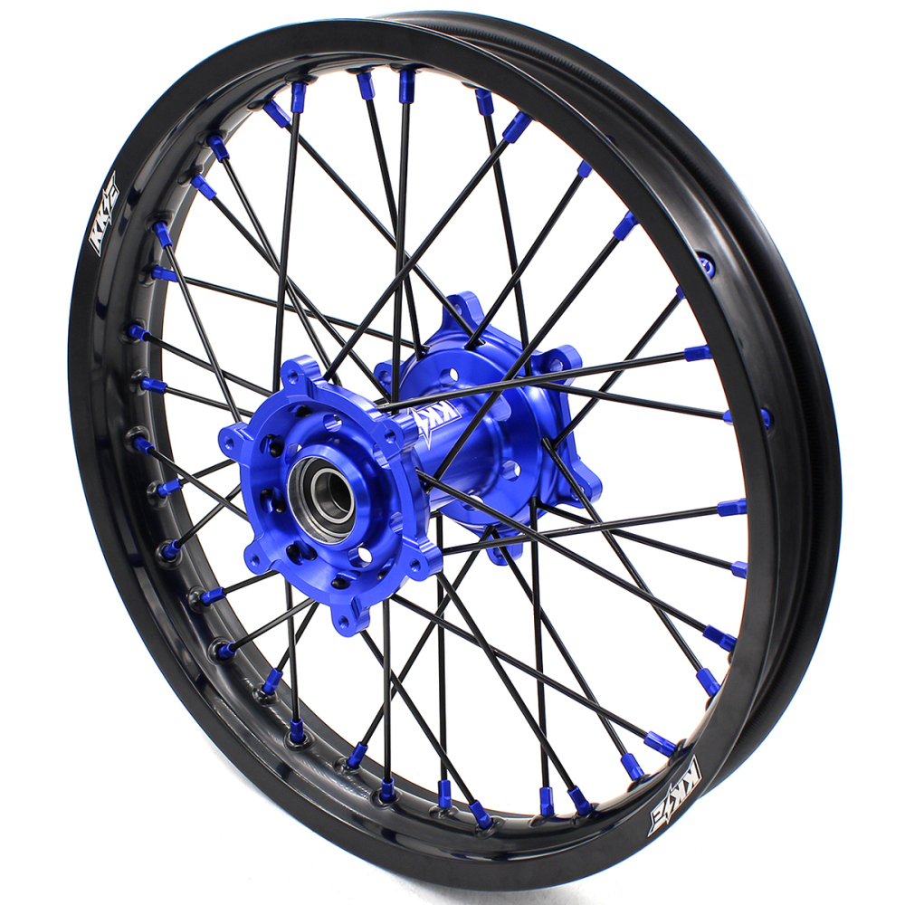KKE 21/18 Enduro Dirt Bike Wheels Set fit Suzuki DRZ400SM 2005-2025 Blue Nipple Black Spokes