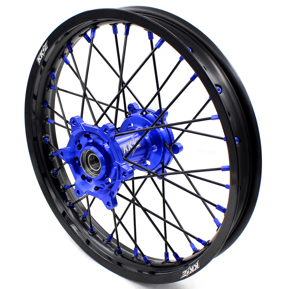 KKE 21/18 Enduro Dirt Bike Wheels Set fit Suzuki DRZ400SM 2005-2025 Blue Nipple Black Spokes