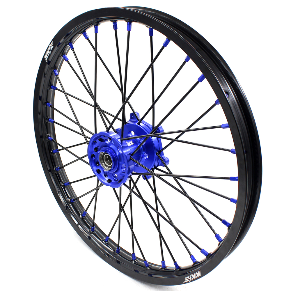 KKE 21/18 Enduro Dirt Bike Wheels Set fit Suzuki DRZ400SM 2005-2025 Blue Nipple Black Spokes