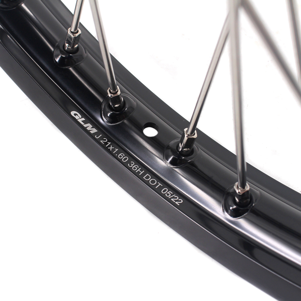 KKE 21/19 Dirt Bike Rims Wheels for Kawasaki KX125 KX250 2003 - 2005 Silver Spoke Nipples