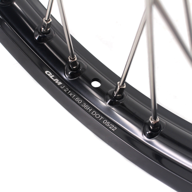 KKE 21/19 Dirt Bike Rims Wheels for Kawasaki KX125 KX250 2003 - 2005 Silver Spoke Nipples