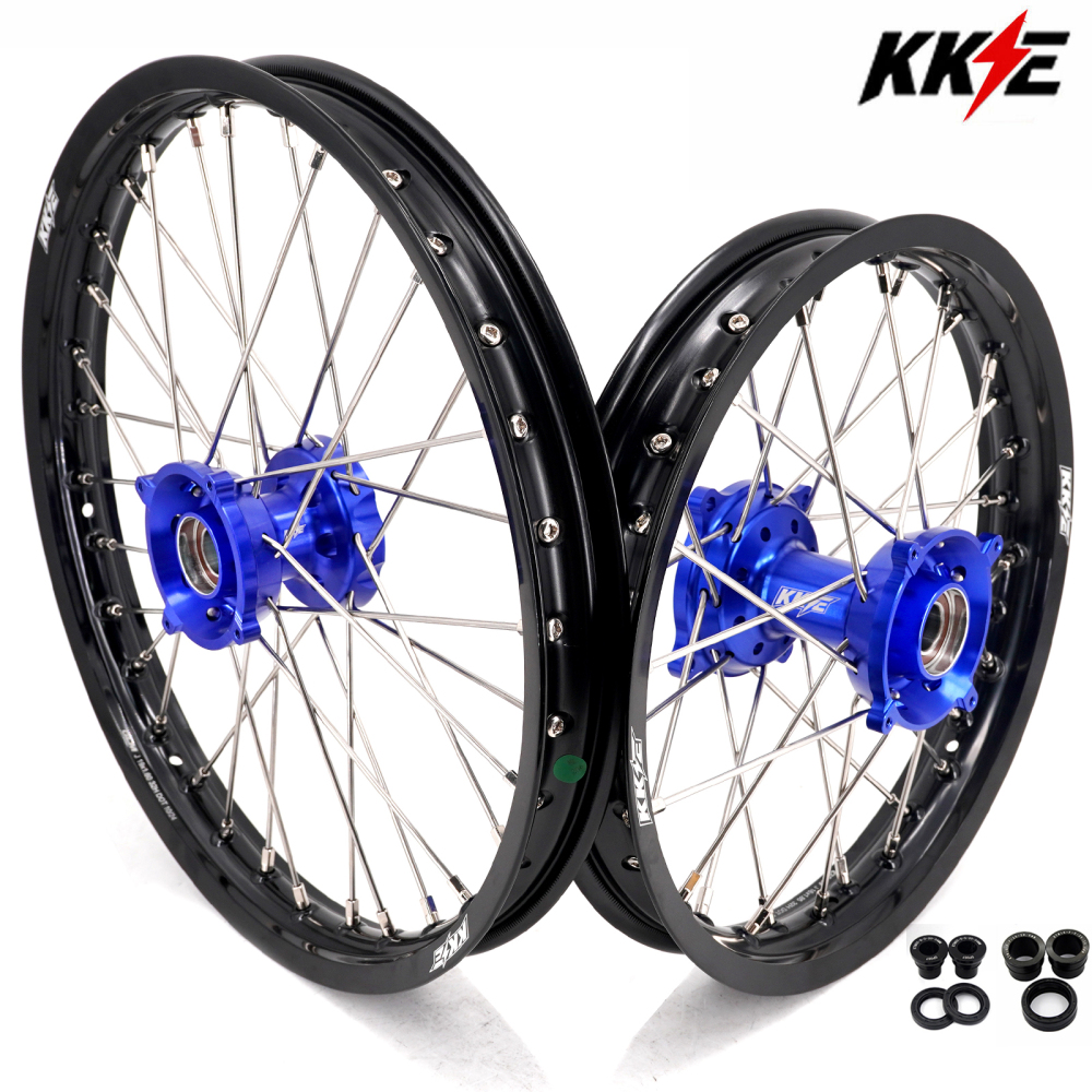KKE 19/16 Kid's Dirt Bike Wheels Compatible with Husqvarna TC 85 2014 - 2020/ KTM 85 SX 2003-2020 Blue Hub/Silver Nipples