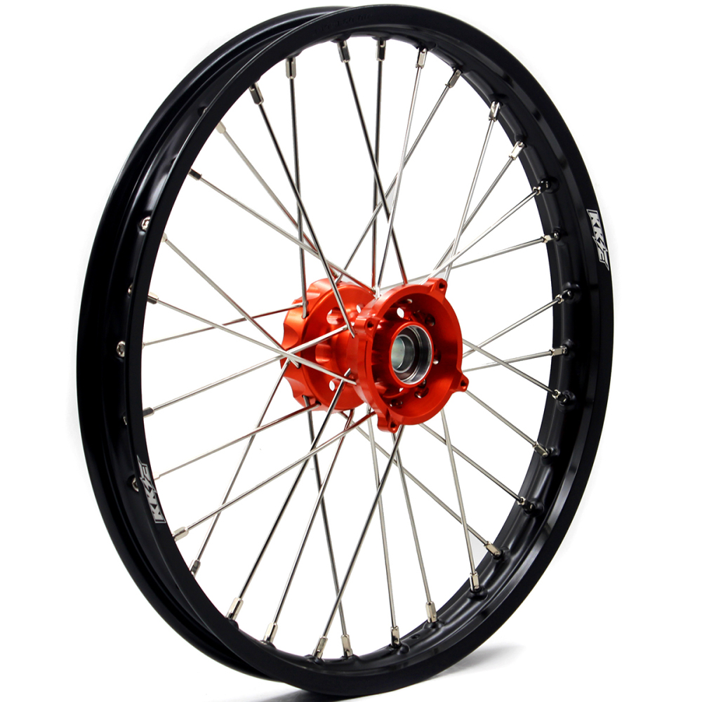 KKE 17/14 Kid's Dirt Bike Wheels Compatible with KTM 85 SX 2003-2020 / Husqvarna TC 85 2014 - 2020 Orange Hub / Silver Nipples