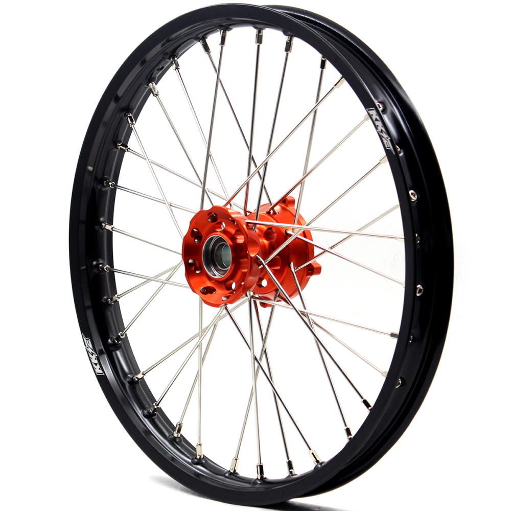 KKE 17/14 Kid's Dirt Bike Wheels Compatible with KTM 85 SX 2003-2020 / Husqvarna TC 85 2014 - 2020 Orange Hub / Silver Nipples