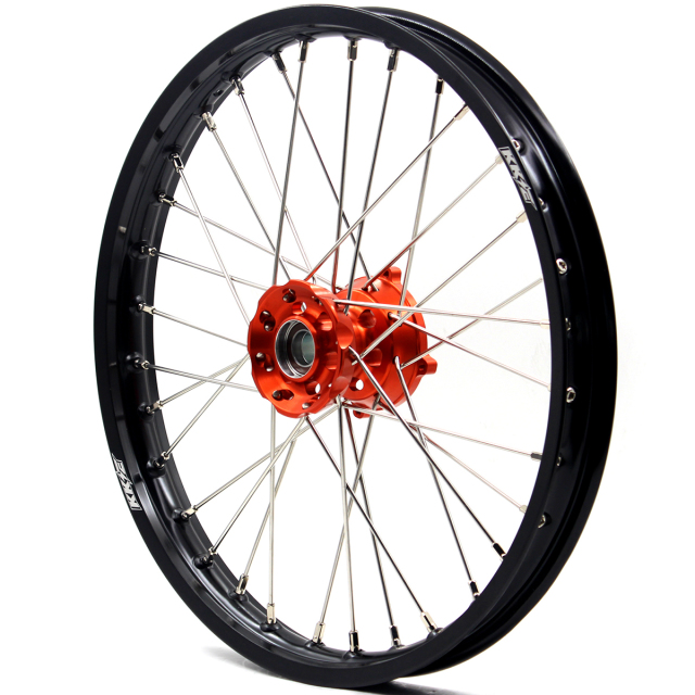 KKE 17/14 Kid's Dirt Bike Wheels Compatible with KTM 85 SX 2003-2020 / Husqvarna TC 85 2014 - 2020 Orange Hub / Silver Nipples