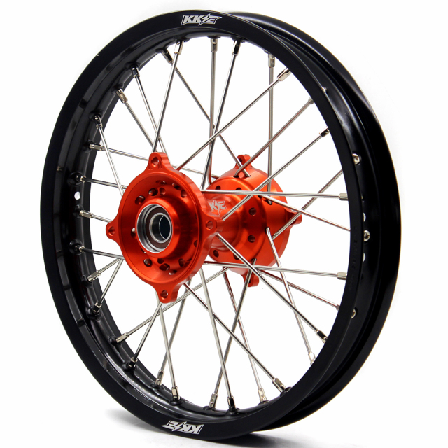 KKE 17/14 Kid's Dirt Bike Wheels Compatible with KTM 85 SX 2003-2020 / Husqvarna TC 85 2014 - 2020 Orange Hub / Silver Nipples