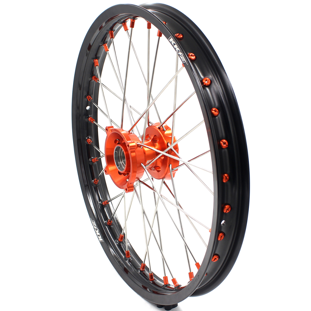 KKE 19/16 Kid's Dirt Bike Wheels Compatible with KTM 85 SX 2003-2020 / Husqvarna TC 85 2014 - 2020 Orange Nipples