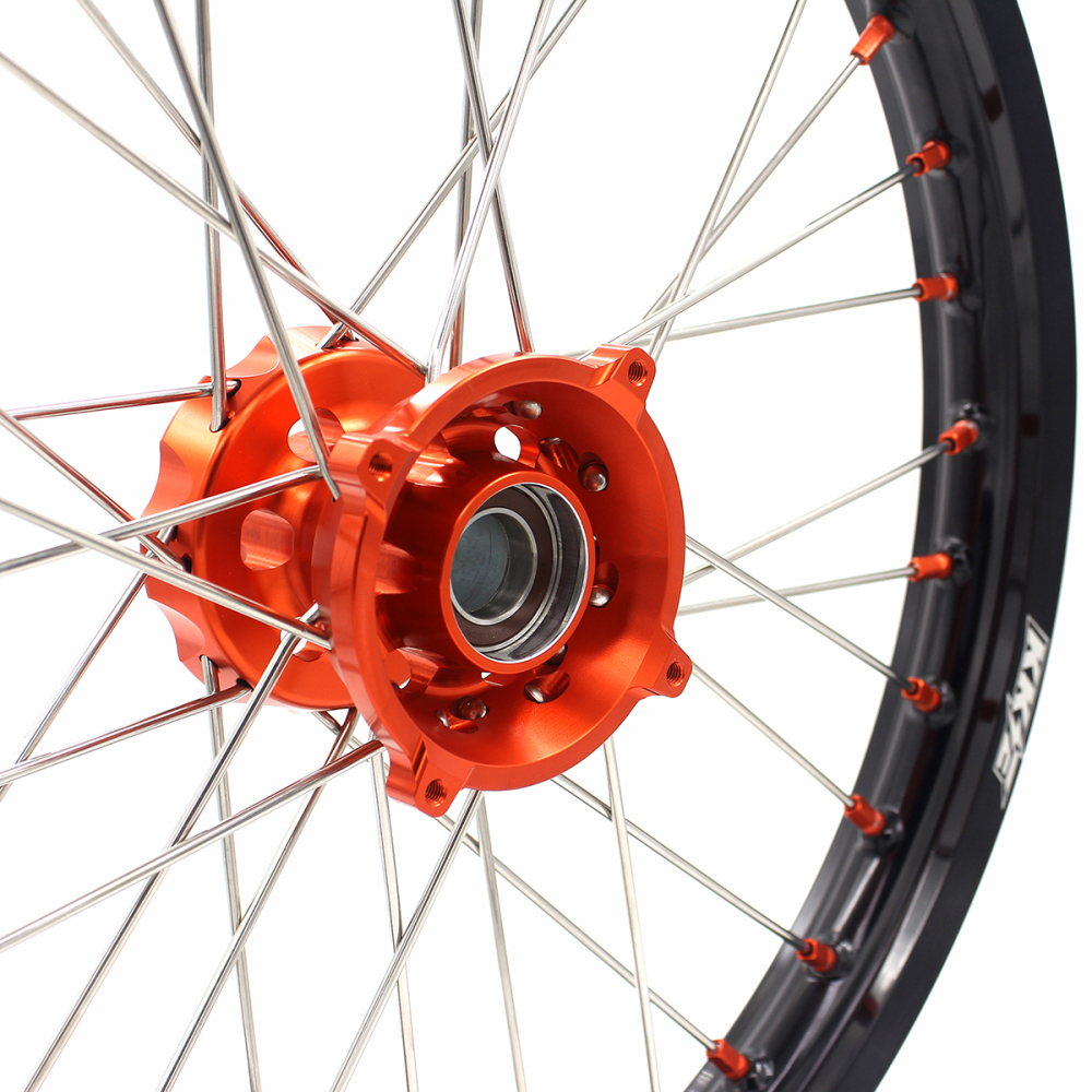 KKE 19/16 Kid's Dirt Bike Wheels Compatible with KTM 85 SX 2003-2020 / Husqvarna TC 85 2014 - 2020 Orange Nipples