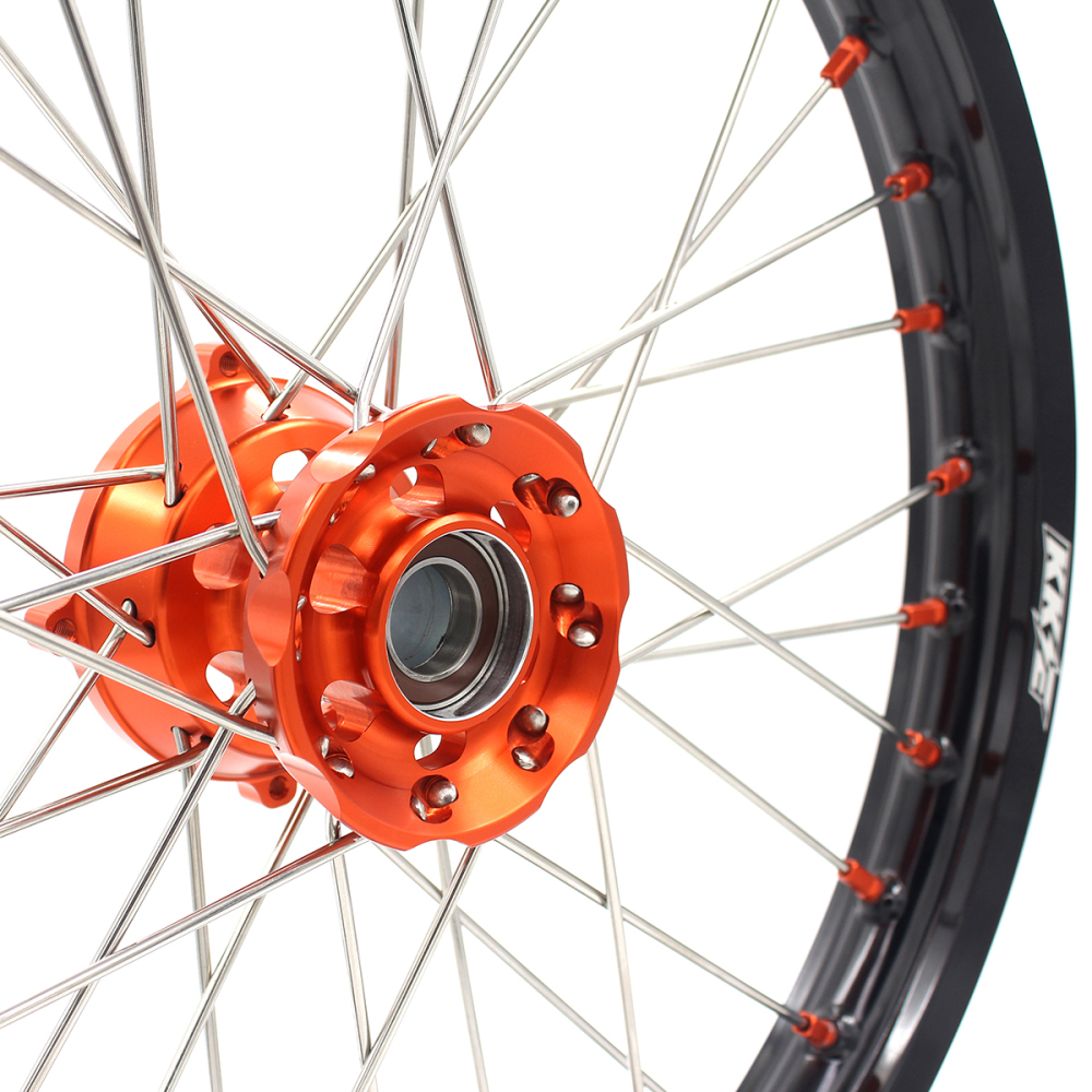 KKE 19/16 Kid's Dirt Bike Wheels Compatible with KTM 85 SX 2003-2020 / Husqvarna TC 85 2014 - 2020 Orange Nipples