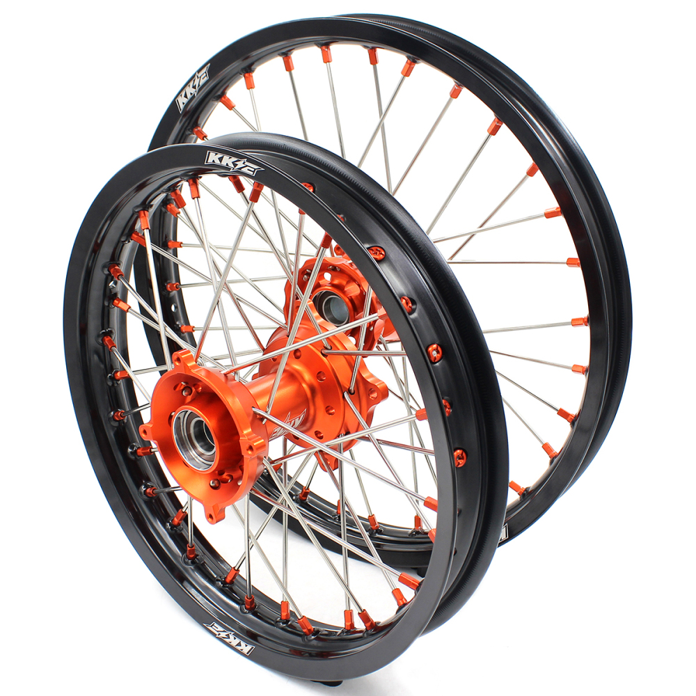 KKE 19/16 Kid's Dirt Bike Wheels Compatible with KTM 85 SX 2003-2020 / Husqvarna TC 85 2014 - 2020 Orange Nipples