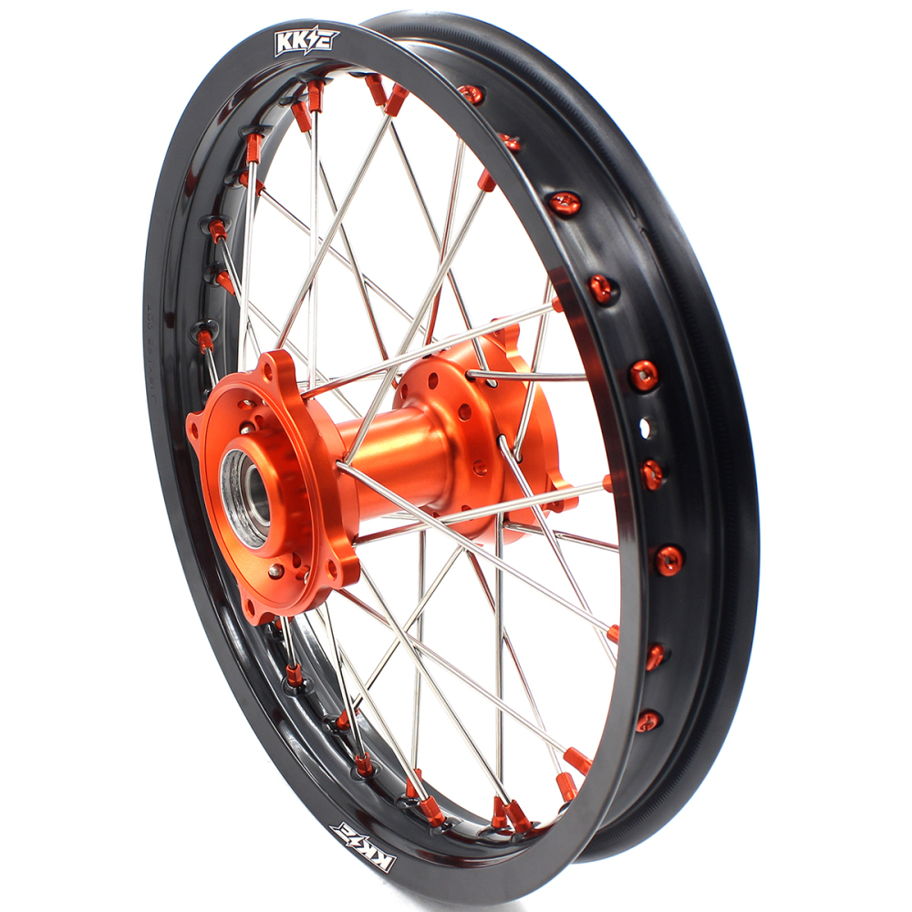 KKE 19/16 Kid's Dirt Bike Wheels Compatible with KTM 85 SX 2003-2020 / Husqvarna TC 85 2014 - 2020 Orange Nipples