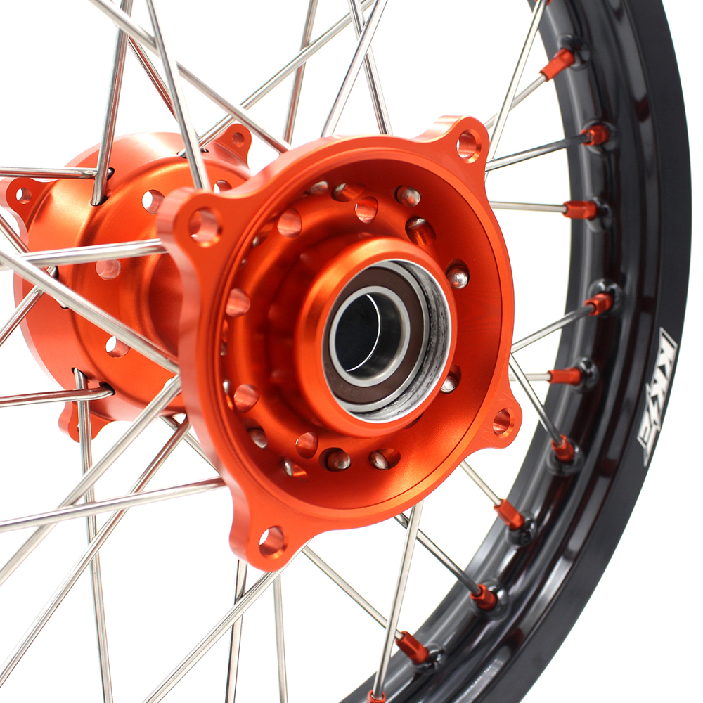 KKE 19/16 Kid's Dirt Bike Wheels Compatible with KTM 85 SX 2003-2020 / Husqvarna TC 85 2014 - 2020 Orange Nipples