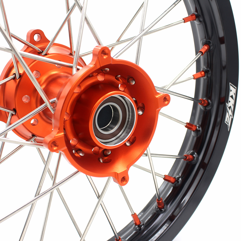 KKE 19/16 Kid's Dirt Bike Wheels Compatible with KTM 85 SX 2003-2020 / Husqvarna TC 85 2014 - 2020 Orange Nipples