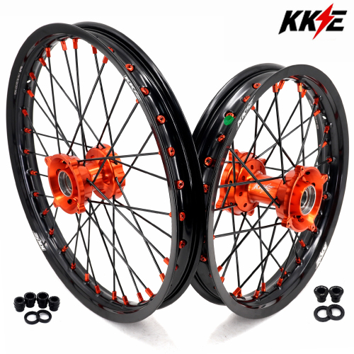 KKE 19/16 Kid's Dirt Bike Wheels Compatible with KTM 85 SX 2003-2020 / Husqvarna TC 85 2014 - 2020 Black Spokes