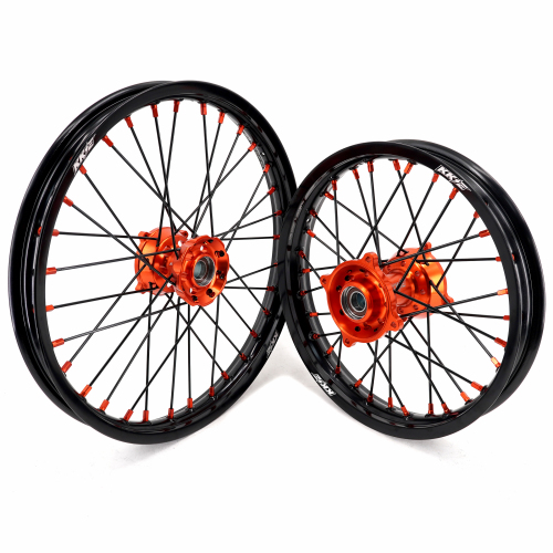 KKE 19/16 Kid's Dirt Bike Wheels Compatible with KTM 85 SX 2003-2020 / Husqvarna TC 85 2014 - 2020 Black Spokes