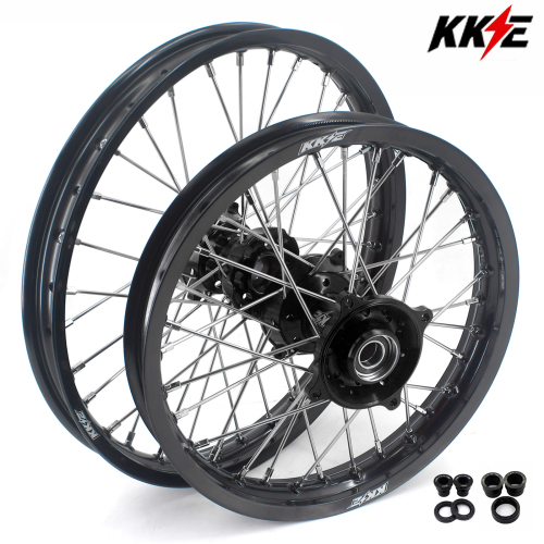 KKE 19/16 Kid's Dirt Bike Wheels Rims Compatible with  KTM 85 SX 2025 / Husqvarna TC 85 2025 / Gas Gas MC 85 Black Hub