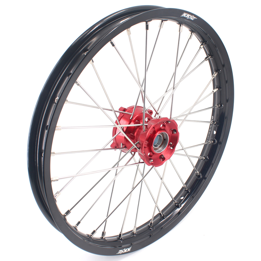 KKE 19/16 Kid's Dirt Bike Wheels Rims Compatible with KTM 85 SX 2021-2024 Red Hubs