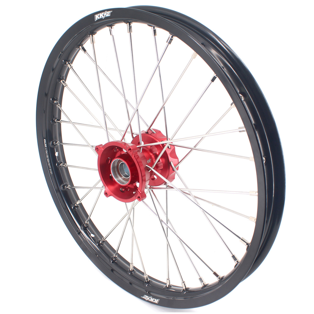 KKE 19/16 Kid's Dirt Bike Wheels Rims Compatible with KTM 85 SX 2021-2024 Red Hubs