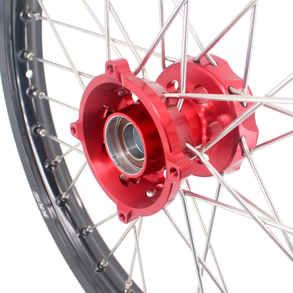 KKE 19/16 Kid's Dirt Bike Wheels Rims Compatible with KTM 85 SX 2021-2024 Red Hubs