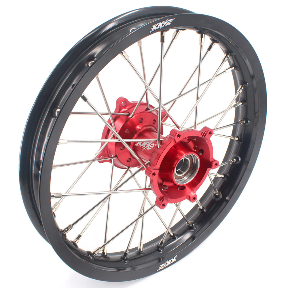 KKE 19/16 Kid's Dirt Bike Wheels Rims Compatible with KTM 85 SX 2021-2024 Red Hubs