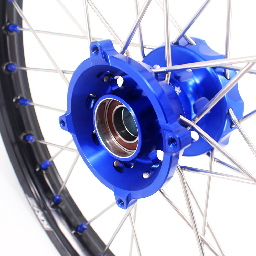 KKE 17/14 Kid's Dirt Bike Wheels Rims Compatible with KTM 85 SX 2021 - 2024 Blue Nipples