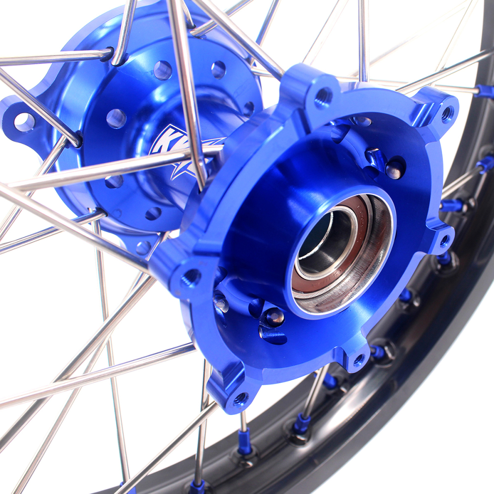 KKE 17/14 Kid's Dirt Bike Wheels Rims Compatible with KTM 85 SX 2021 - 2024 Blue Nipples