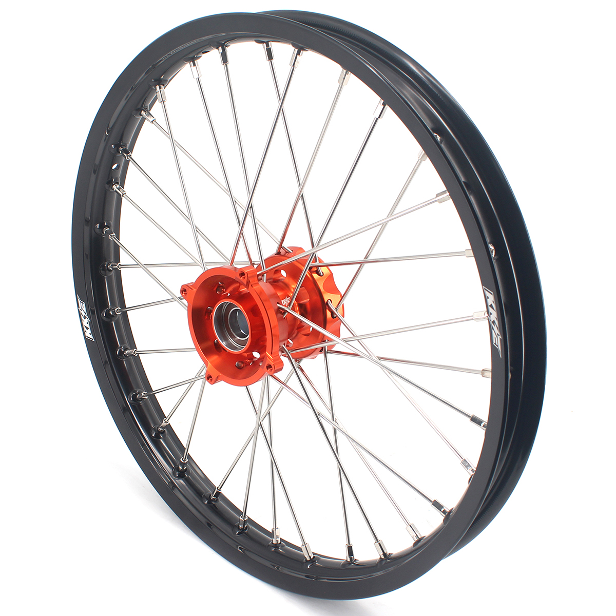 KKE 19/16 Kid's Dirt Bike Wheels Rims Compatible with KTM 85 SX 2021-2024 Orange Hubs/Silver Nipples