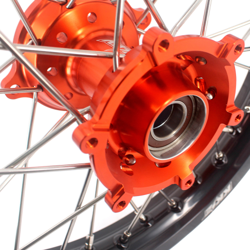 KKE 17/14 Kid's Dirt Bike Wheels Rims Compatible with  KTM 85 SX 2025 / Husqvarna TC 85 2025 / Gas Gas MC 85 Orange Hub
