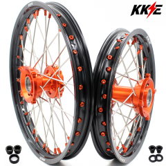 KKE 19/16 Kid's Dirt Bike Wheels Compatible with KTM 85 SX 2003-2020 / Husqvarna TC 85 2014 - 2020 Orange Nipples