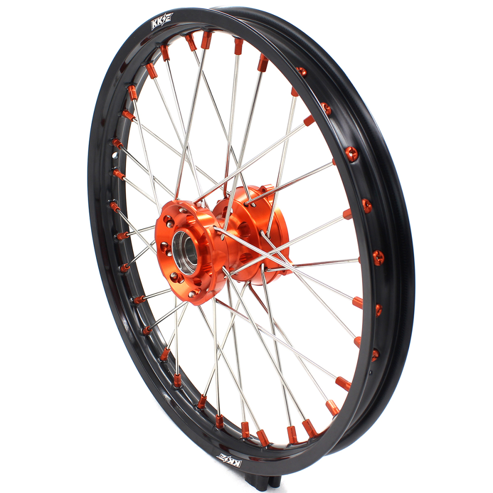 KKE 19/16 Kid's Dirt Bike Wheels Rims Compatible with KTM 85 SX 2021-2024 Orange Nipples