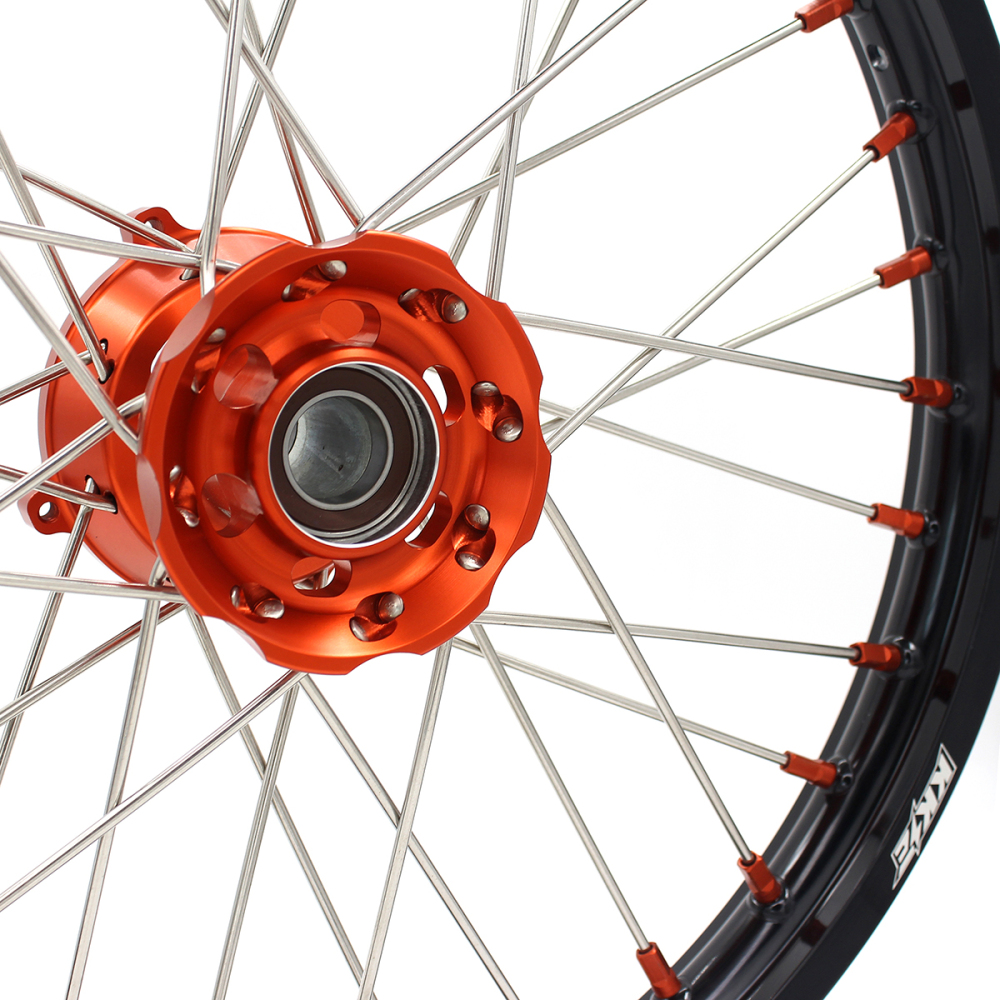 KKE 19/16 Kid's Dirt Bike Wheels Rims Compatible with KTM 85 SX 2021-2024 Orange Nipples