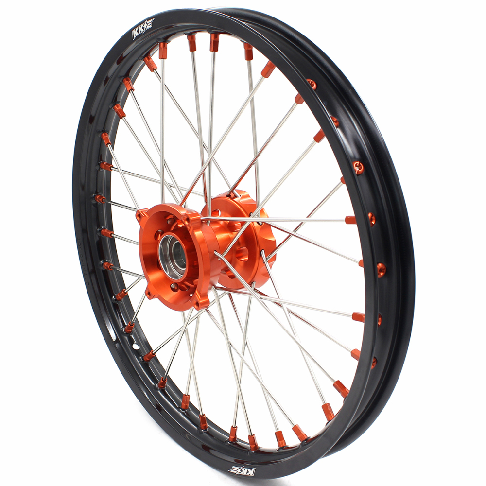 KKE 19/16 Kid's Dirt Bike Wheels Rims Compatible with KTM 85 SX 2021-2024 Orange Nipples