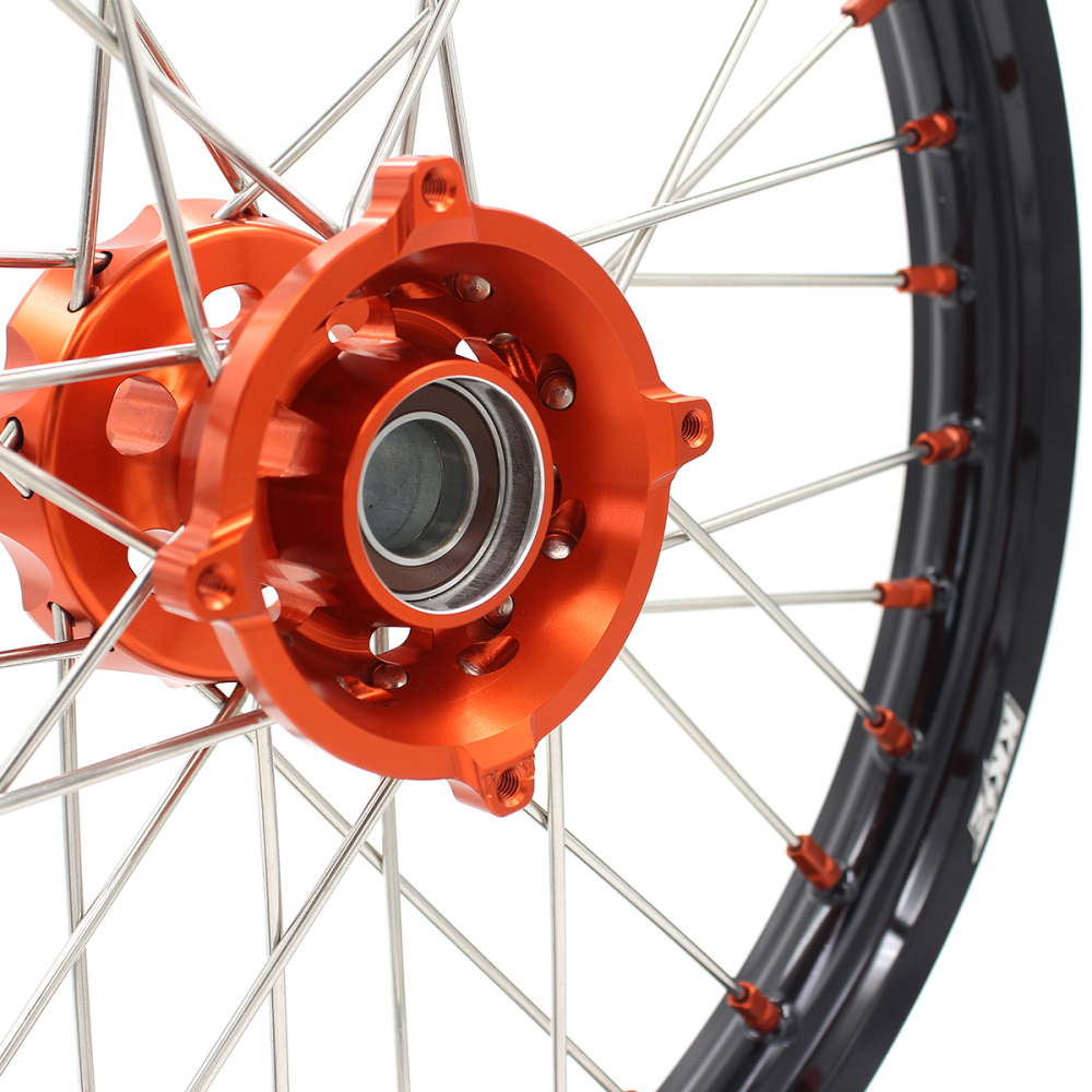 KKE 19/16 Kid's Dirt Bike Wheels Rims Compatible with KTM 85 SX 2021-2024 Orange Nipples