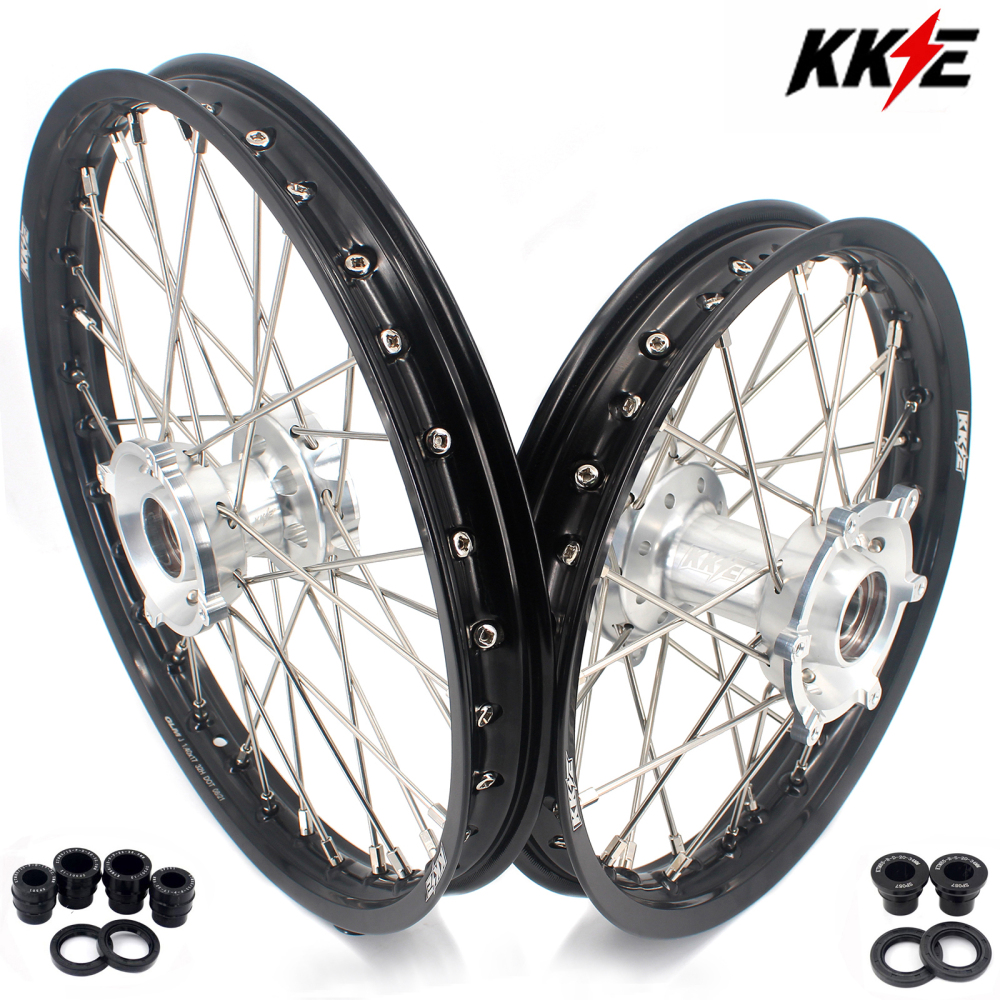KKE 17/14 Kid's Dirt Bike Wheels Rims Compatible with KTM 85 SX 2021 - 2024 Black Hub