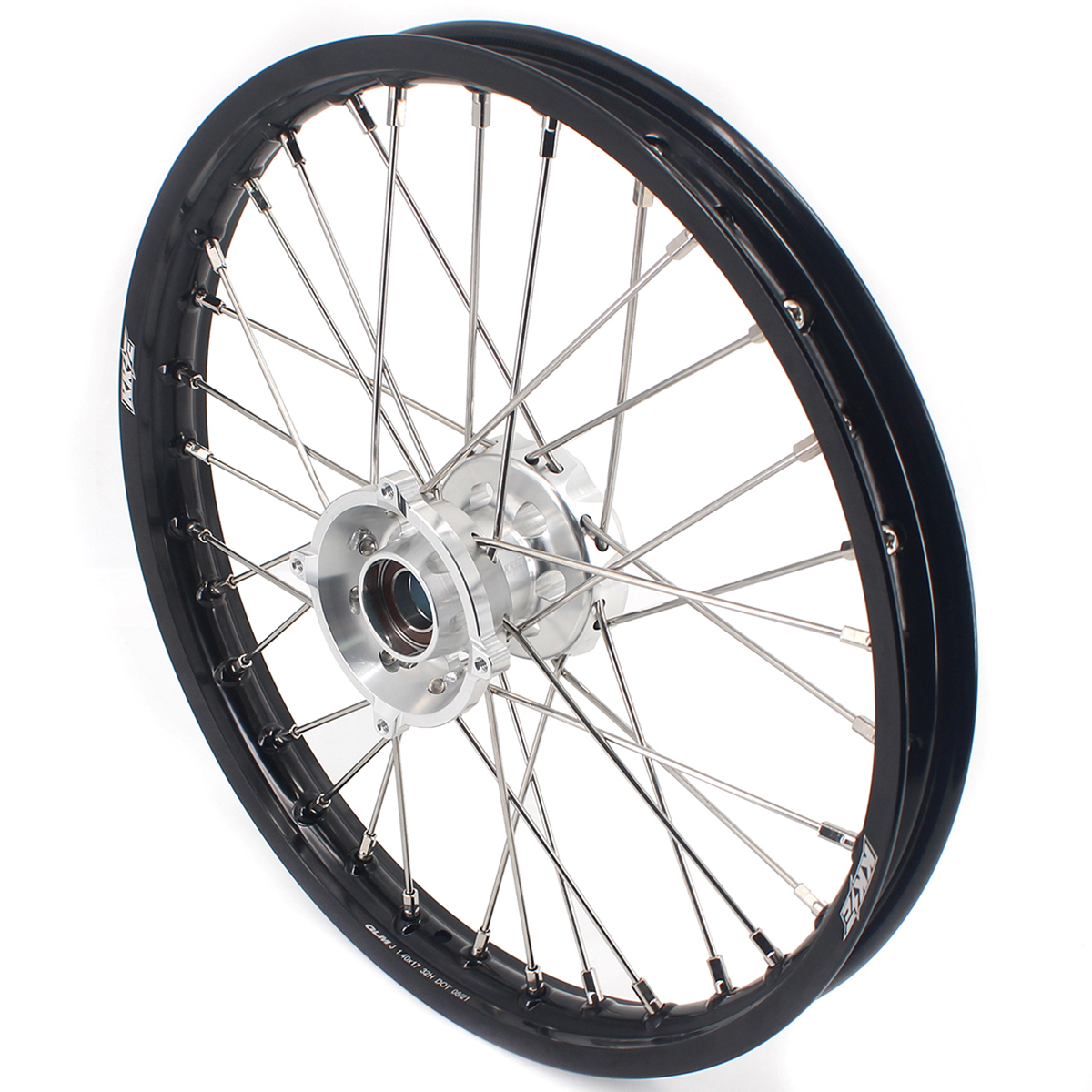 Compatible with 2024 KTM 85 SX / Husqvarna TC 85 / Gas Gas MC 85 --KKE 19/16 Kid's Dirt Bike Wheels Rims Silver Hubs