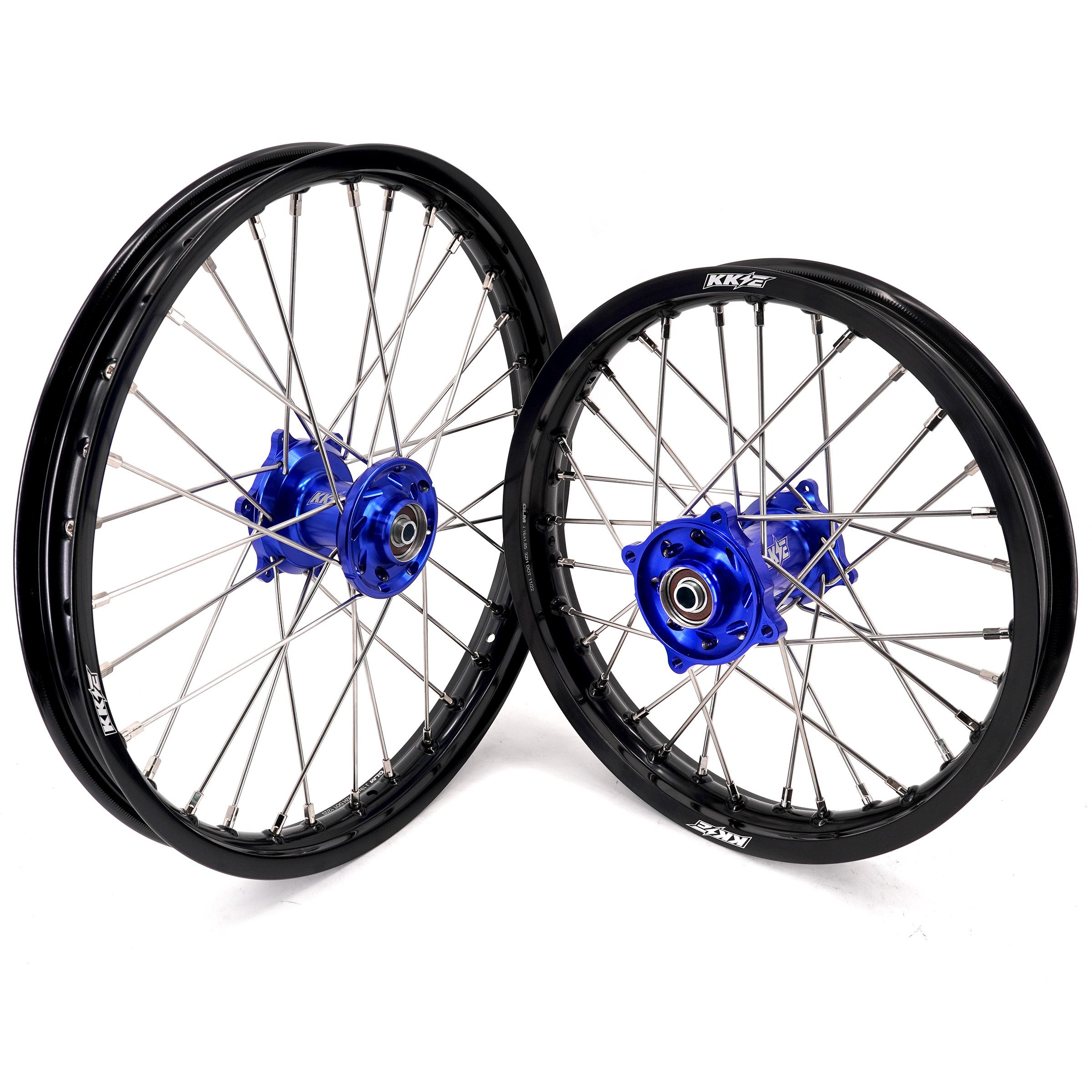 KKE19/16 Kid's Dirt Bike Big Wheels for Kawasaki KX80 93-2000/ KX85 2000-2025/ KX100 KX112 Blue Hub/ Silver Nipples