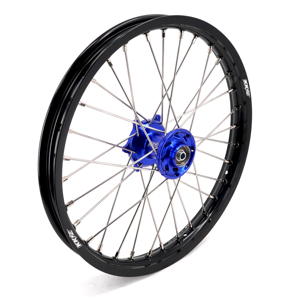 KKE19/16 Kid's Dirt Bike Big Wheels for Kawasaki KX80 93-2000/ KX85 2000-2025/ KX100 KX112 Blue Hub/ Silver Nipples
