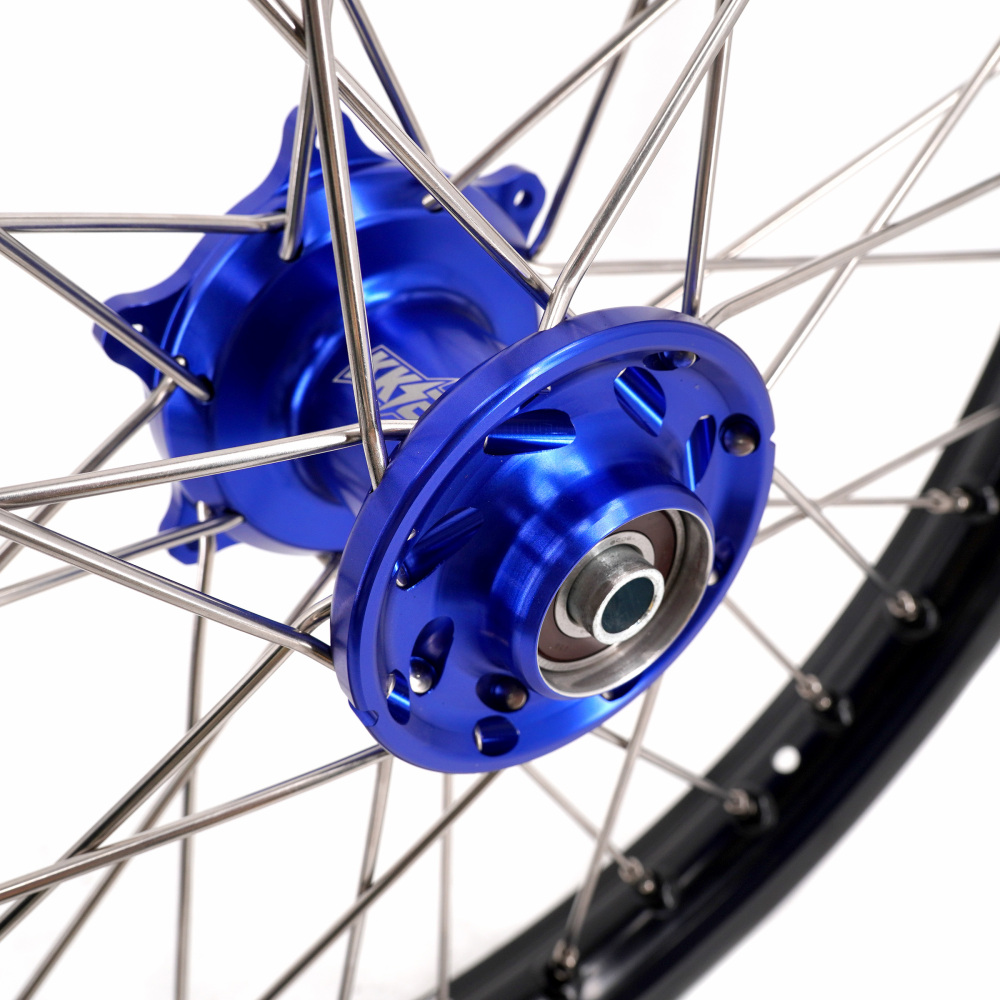 KKE19/16 Kid's Dirt Bike Big Wheels for Kawasaki KX80 93-2000/ KX85 2000-2025/ KX100 KX112 Blue Hub/ Silver Nipples