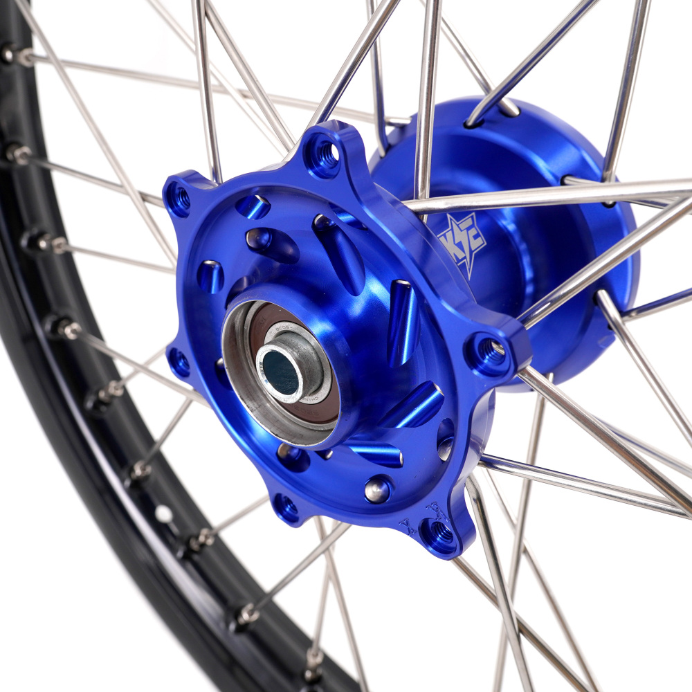 KKE19/16 Kid's Dirt Bike Big Wheels for Kawasaki KX80 93-2000/ KX85 2000-2025/ KX100 KX112 Blue Hub/ Silver Nipples