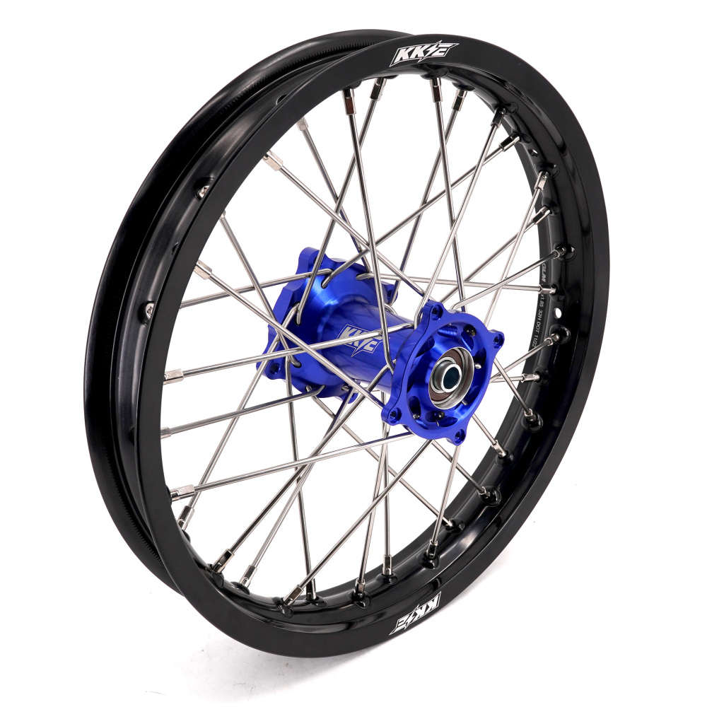 KKE19/16 Kid's Dirt Bike Big Wheels for Kawasaki KX80 93-2000/ KX85 2000-2025/ KX100 KX112 Blue Hub/ Silver Nipples